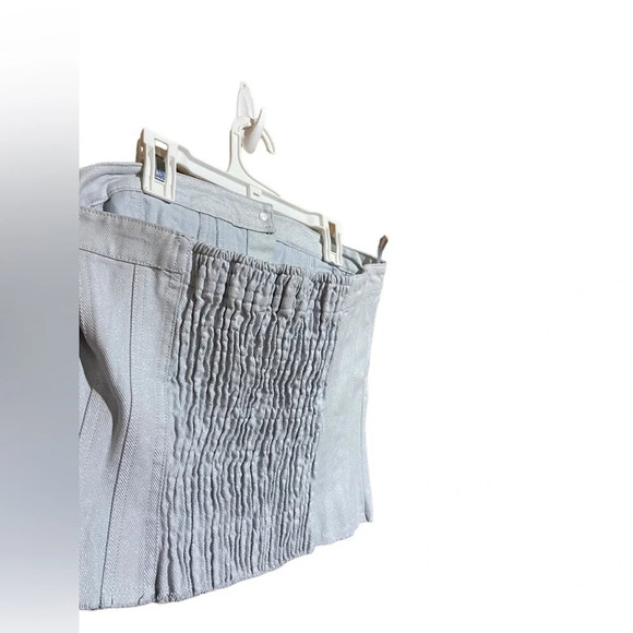 NWT Zara Metallic Denim Button Up Corset Top in Grayish Blue / Silver Size Small - Picture 3 of 4